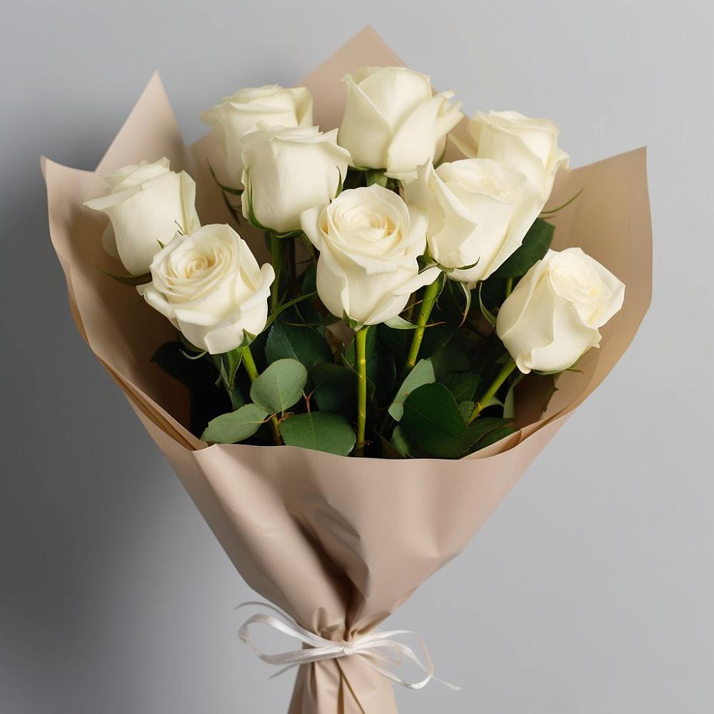 Букет 9 Белых роз Эдлесс Лав в Сунтаре