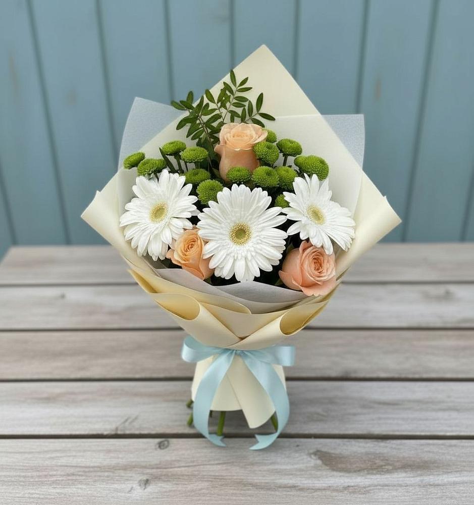 Букет цветов из: Герберы, Розы и Хризантемы в Сунтаре