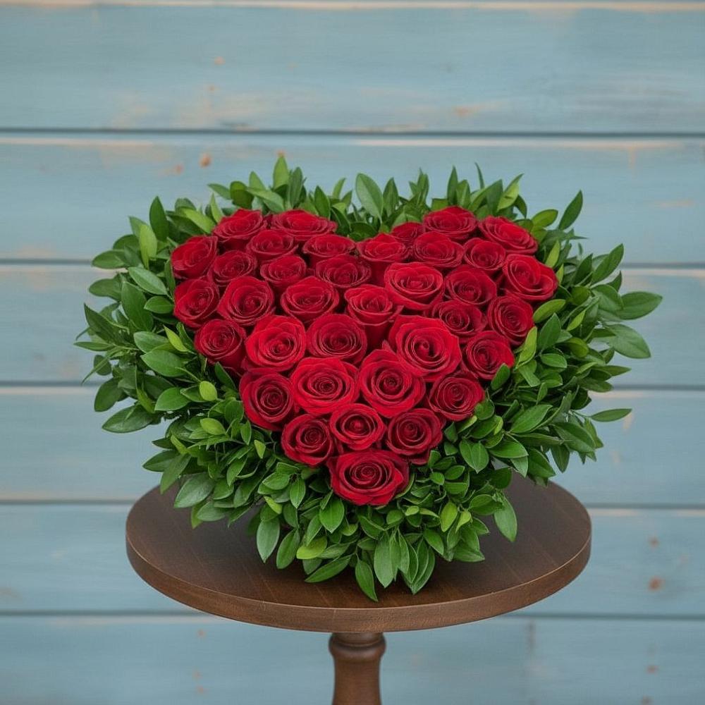 Цветочная композиция из Розы в виде сердца в Сунтаре