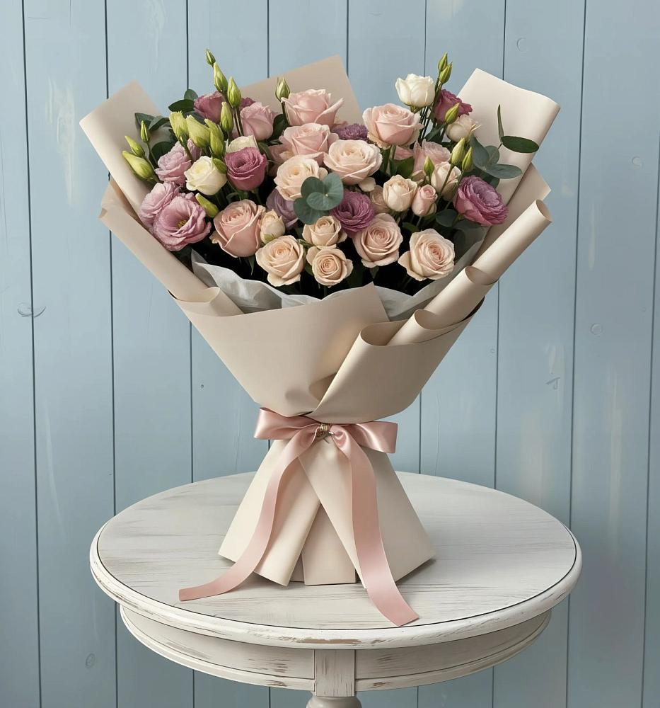 Букет цветов из: Розы и Лизиантусы в Сунтаре