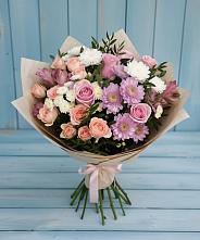 Букет цветов из:  Хризантемы, Розы и Альстромерии в Сунтаре