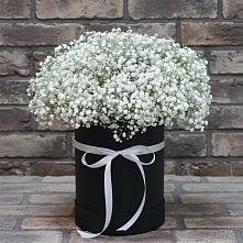 Цветочная композиция из Гипсофила в шляпной коробке в Сунтаре