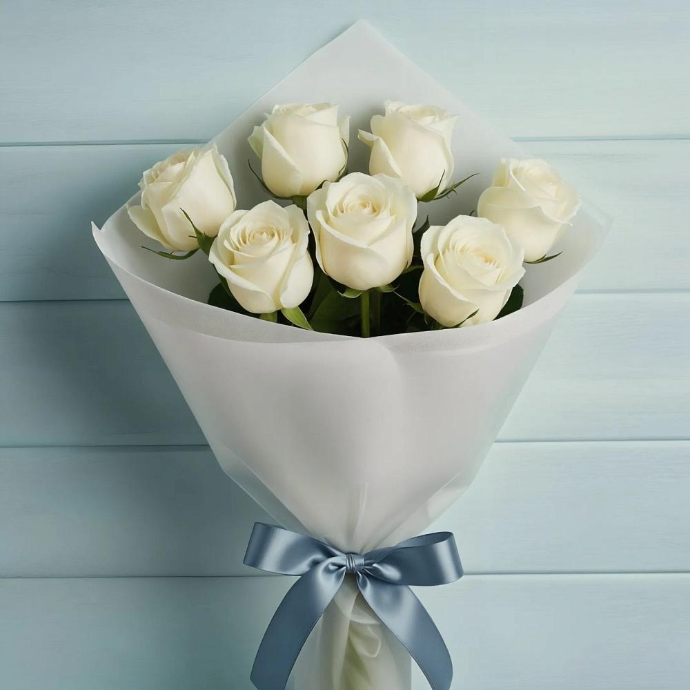 Букет 7 Белых роз Эдлесс Лав в Сунтаре
