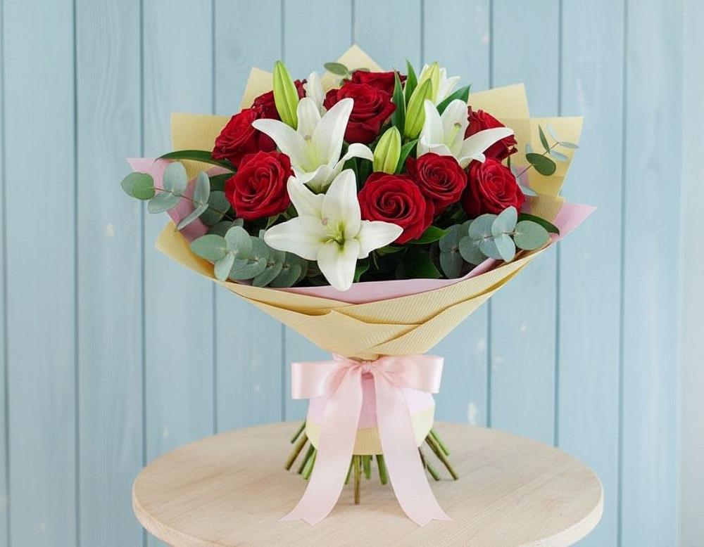 Букет цветов из: Лилии и Розы в Сунтаре